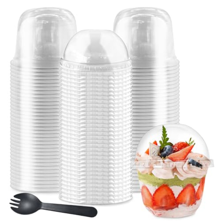 Plastic Dome Clear - 100 stuks 10oz plastic dessertbekers met
