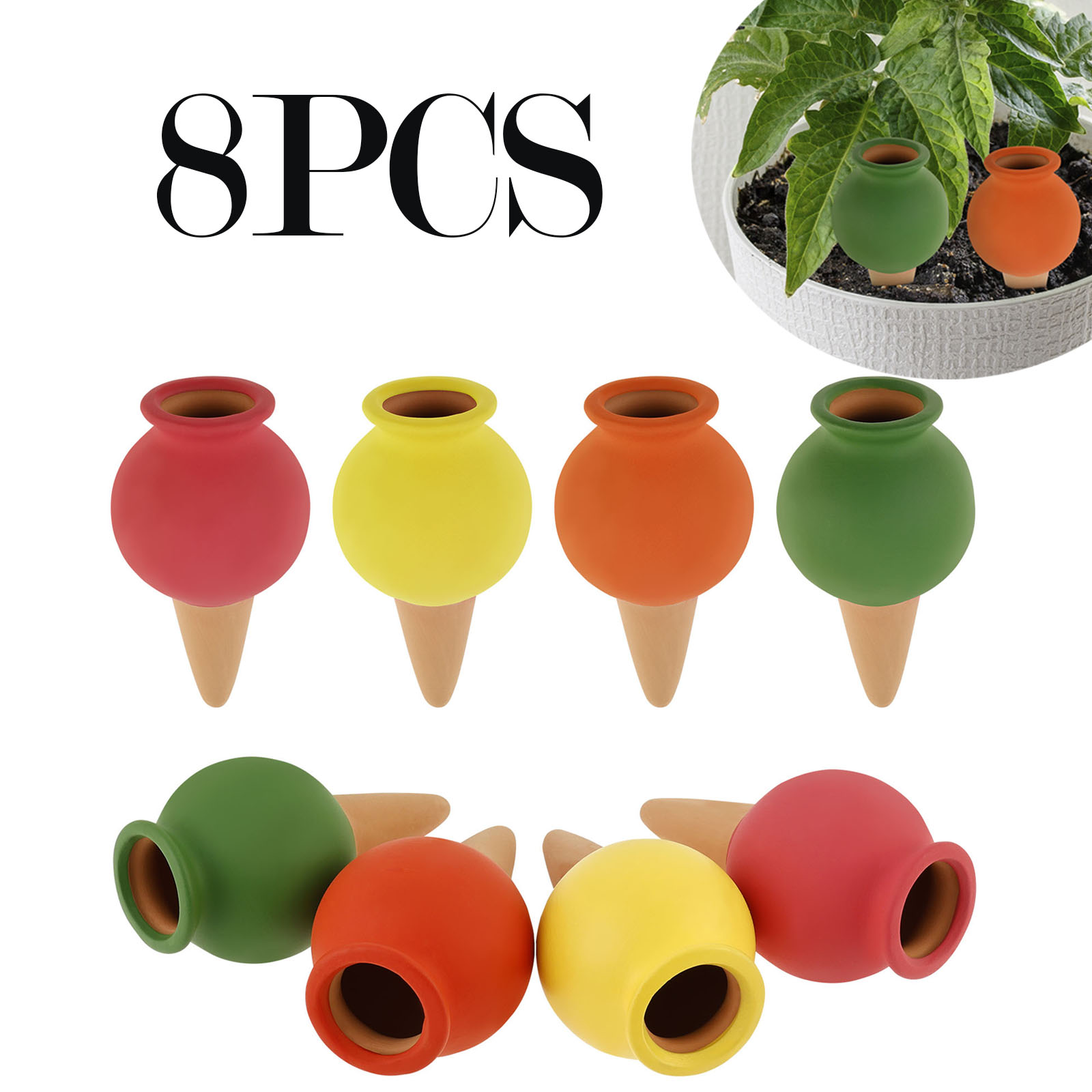 Self Watering Insert - 8 Stuks Terracotta Zelf Watering Spikes