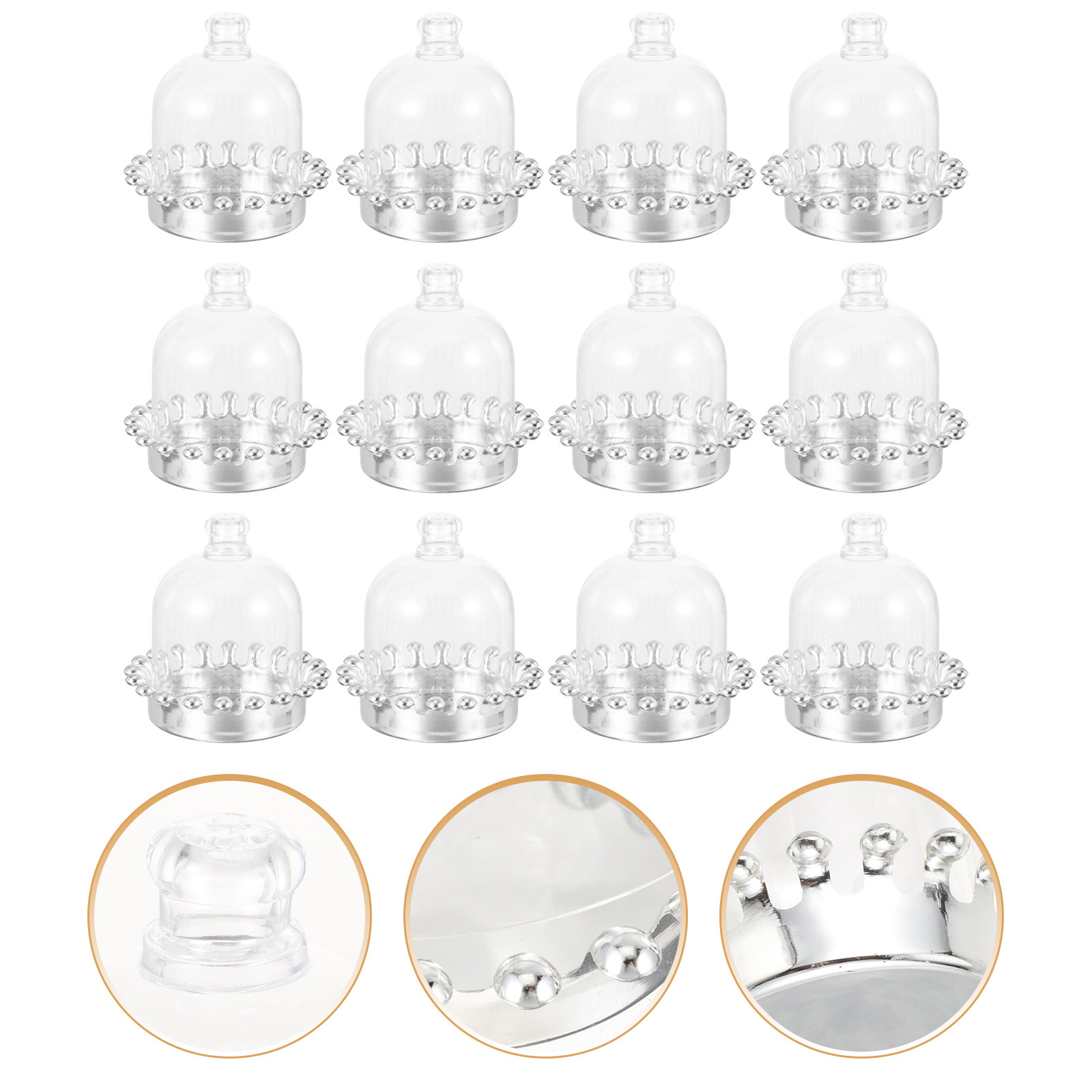 Plastic Dome Clear - 12 stuks taartstandaards met koepelvormige deksel,