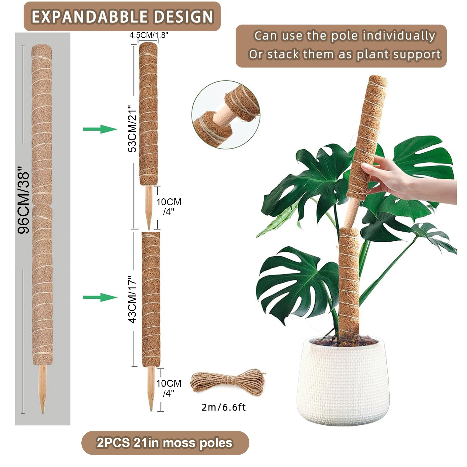 Mosstok 38/43/53CM Monstera Pl - Sphagnum Moss Dry recensie en prijs