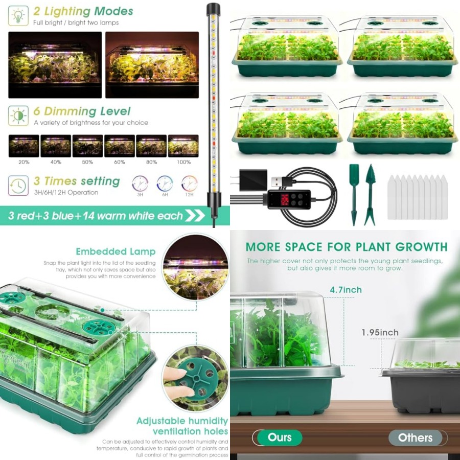 Zaaitray met groeilamp, 192-ce - Humidity Dome Kit recensie en prijs